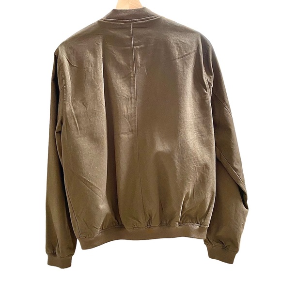 TOPMAN LIGHTWEIGHT MEN'S BOMBER JACKET OLIVE/KHAKI, 100% COTTON, SIZE LARGE NWOT - Picture 3 of 15